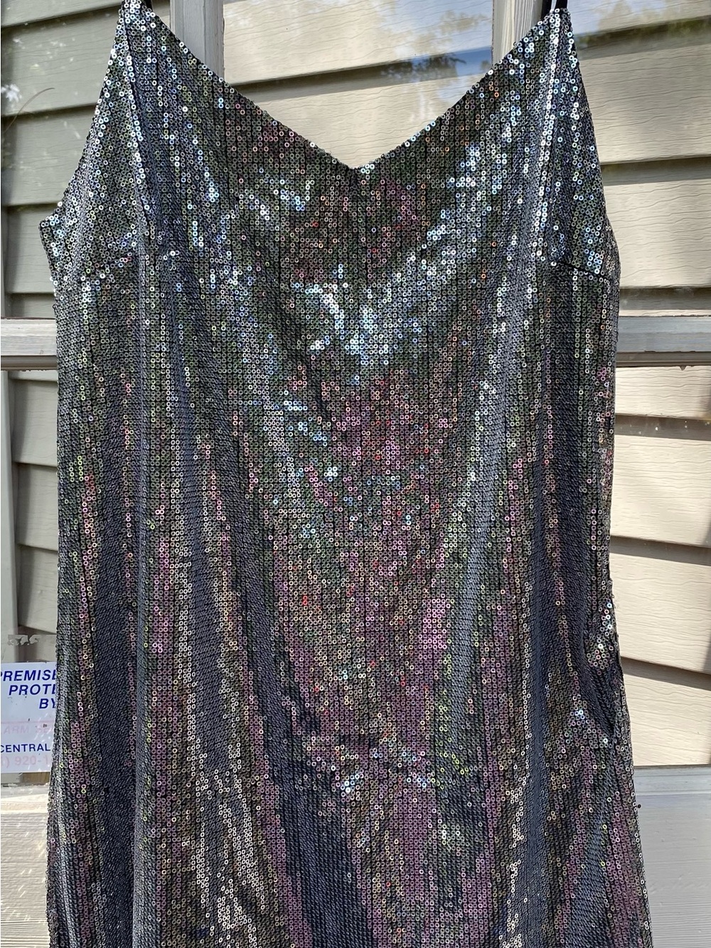 wild fable Silver Iridescent Sequin Slip Mini Dress